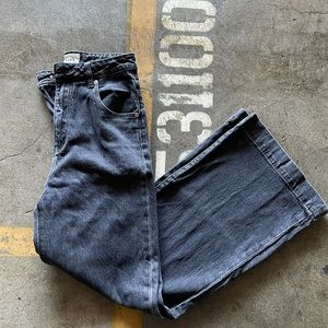 Rollas Faded Black Hi Waist Flare Jeans